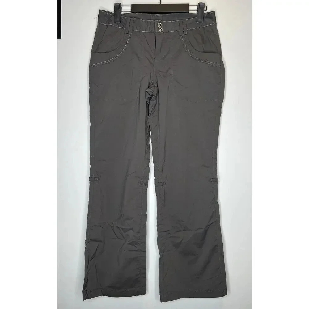 Rei Womens Gray Straight Leg Hiking Pants Size 6 Petite Outdoor Roll Up Cargo
